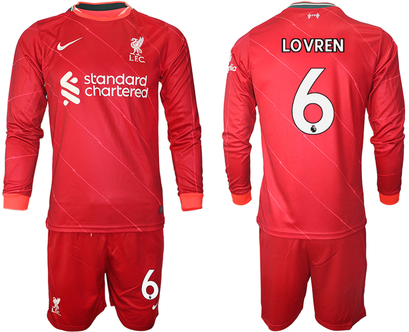 Men 2021-2022 Club Liverpool home red Long Sleeve #6 Soccer Jersey->liverpool jersey->Soccer Club Jersey